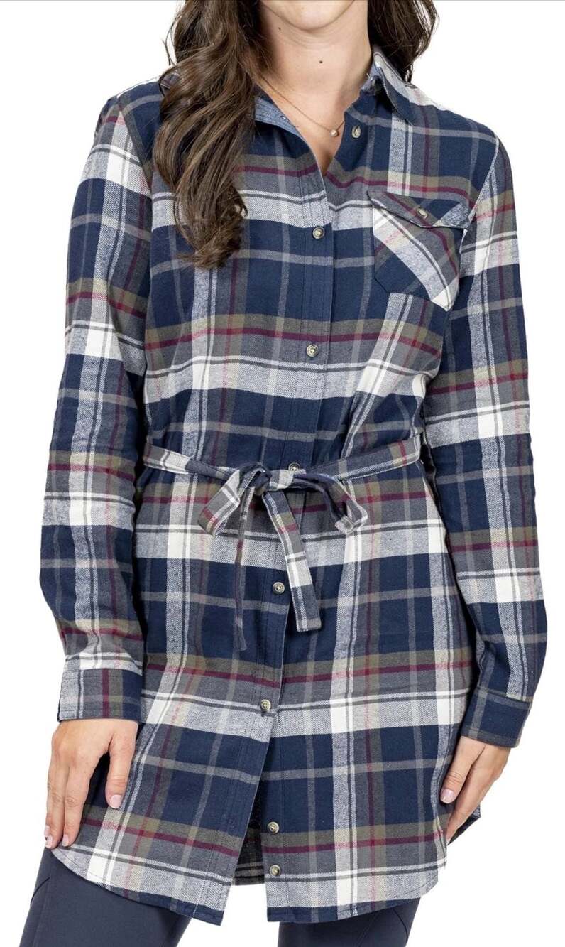 Legendary Whitetails Women's Flannel Dress in Navy Army Plaid